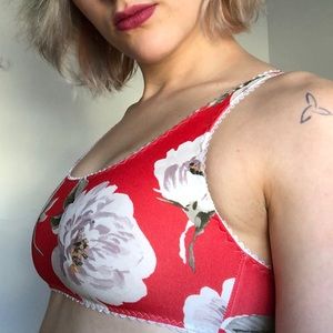 COLIE & CO. SPORTS BRA BRALETTE RED WHITE FLORAL